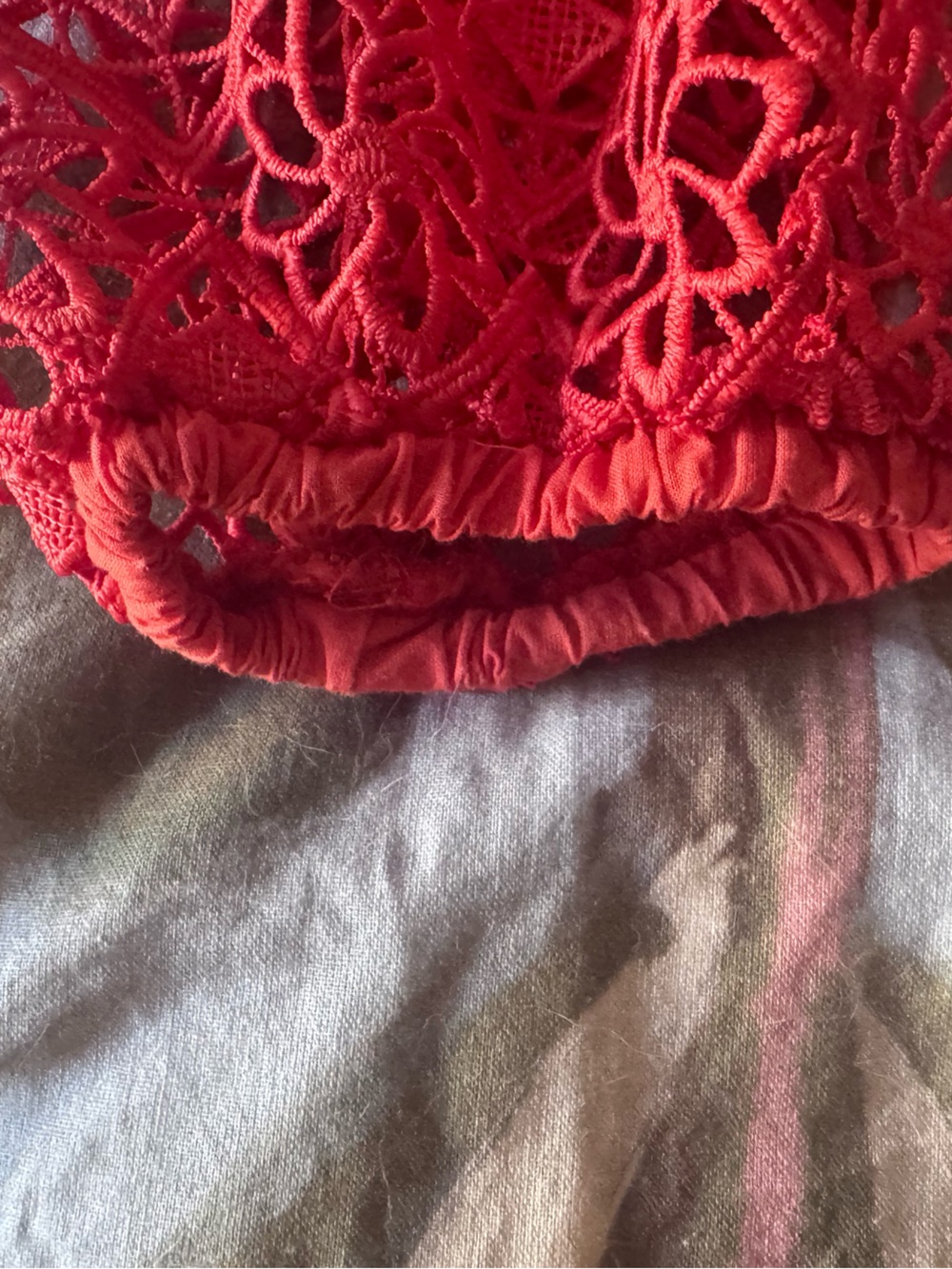 Anthropologie Maeve Red Lace Sleeve Scoop Neck Women's Top - Picture 5 of 7